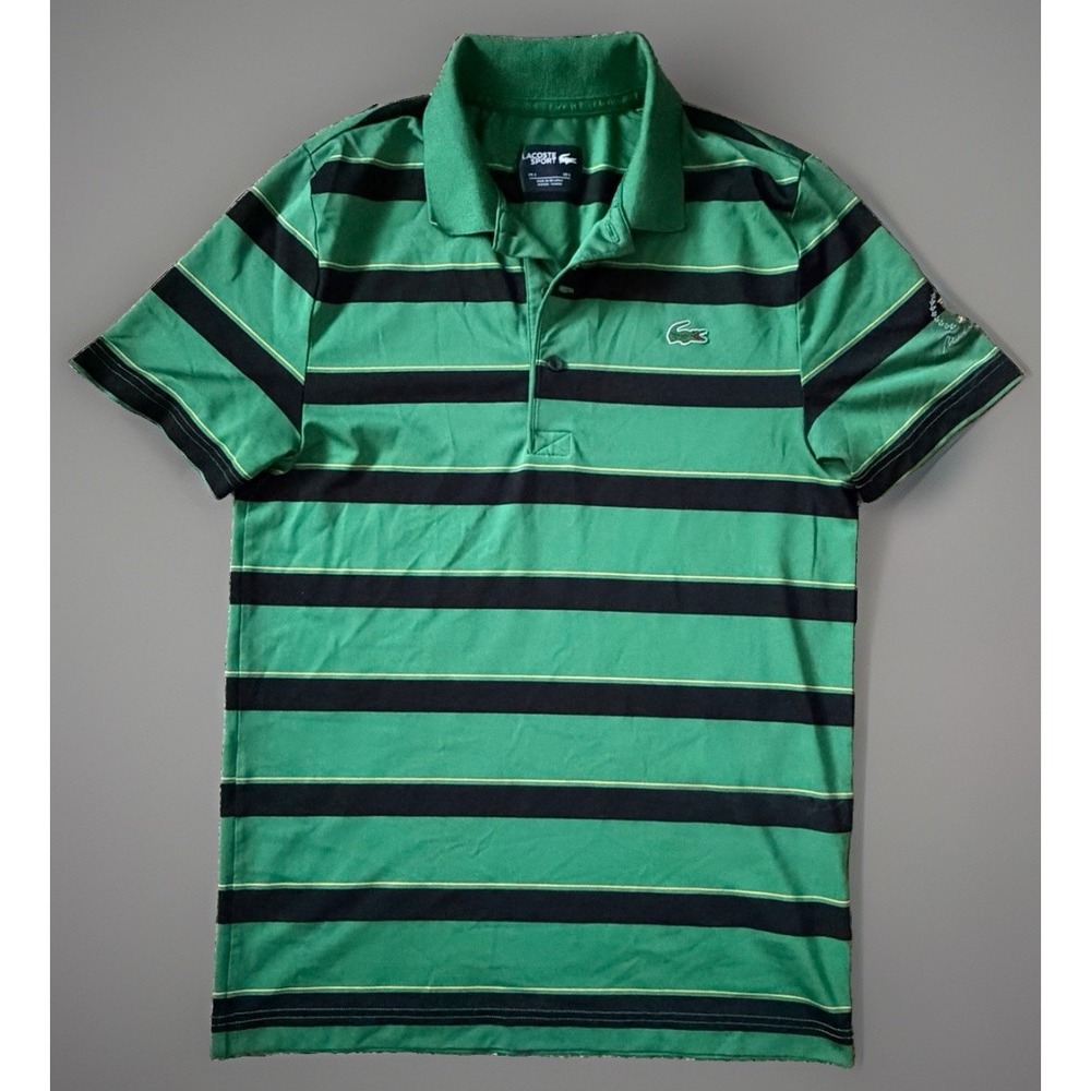 Lacoste Short Sleeve Golf Polo Shirt Green Striped Presidents Cup Small JBHS
